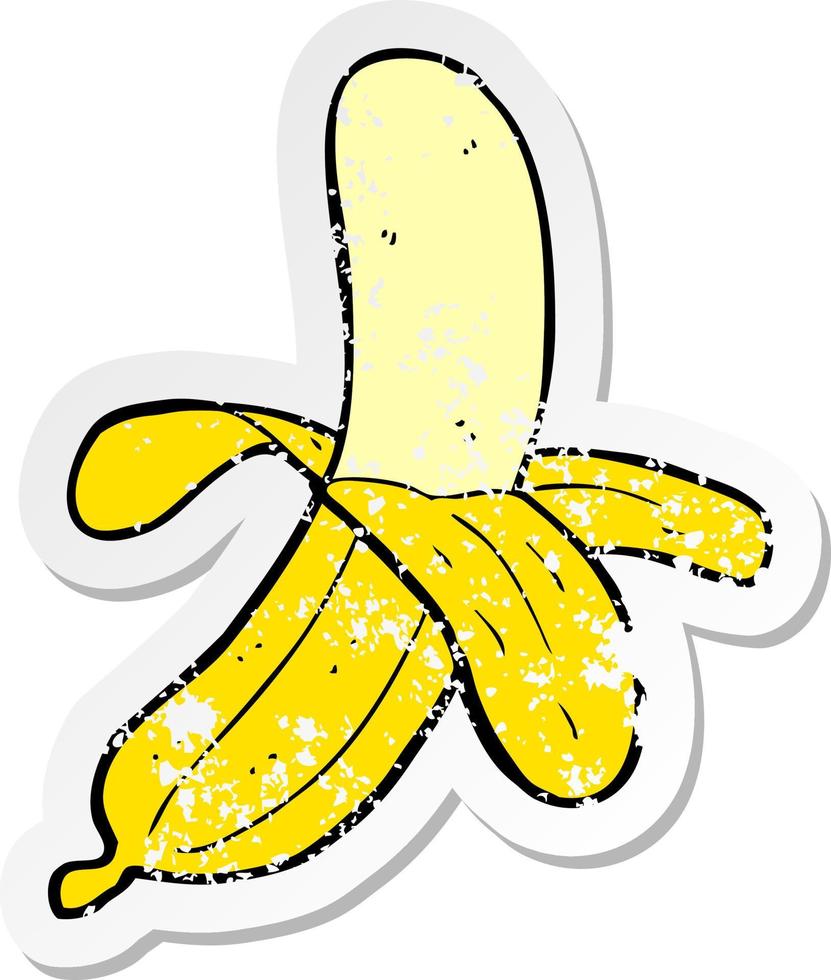 adesivo retrô angustiado de uma banana de desenho animado vetor