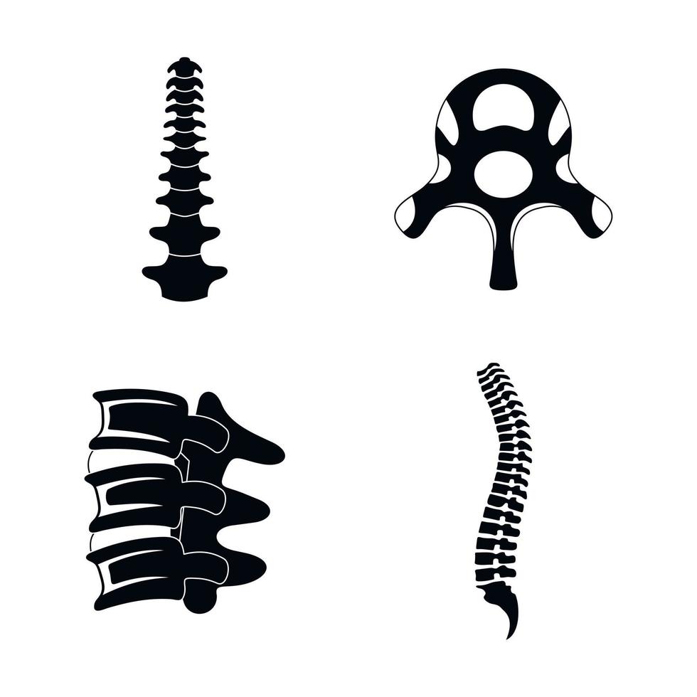 conjunto de ícones de vértebra ortopédica da coluna, estilo simples vetor