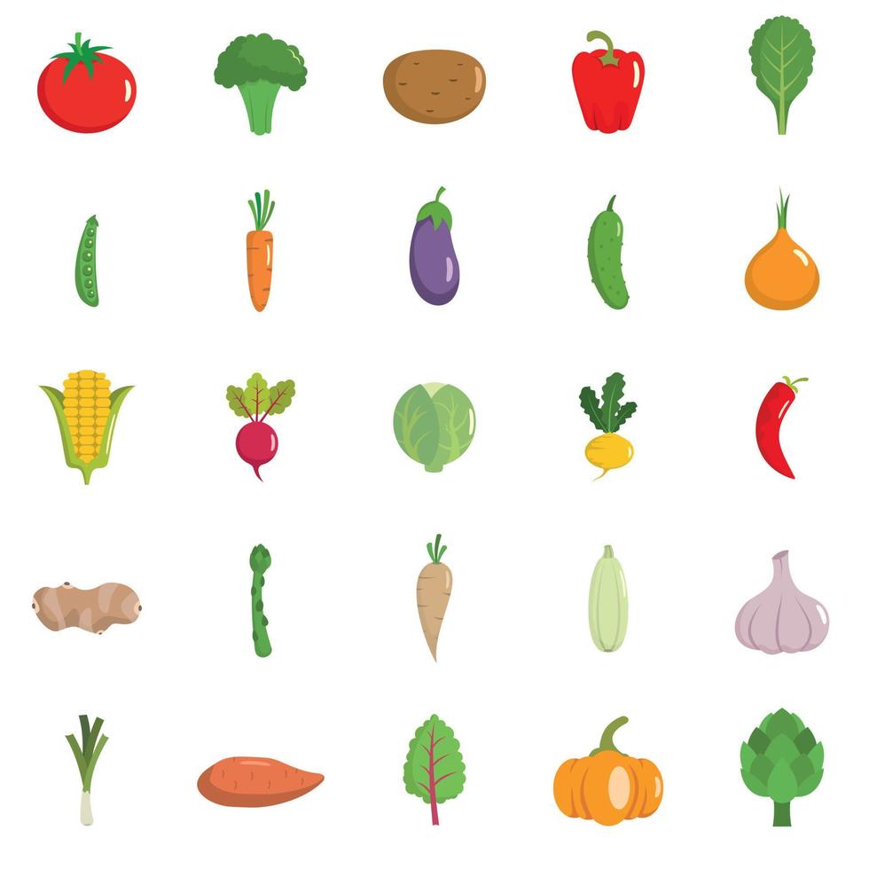 conjunto de ícones de vegetais, estilo simples vetor