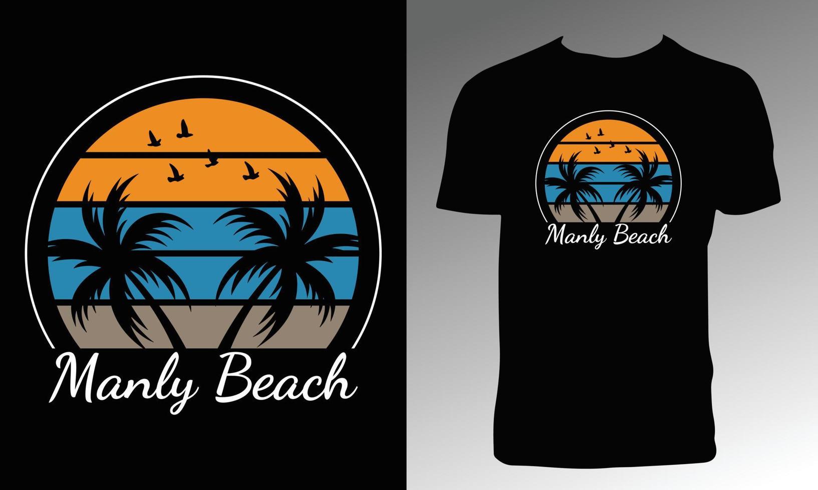 design de camiseta de praia viril vetor