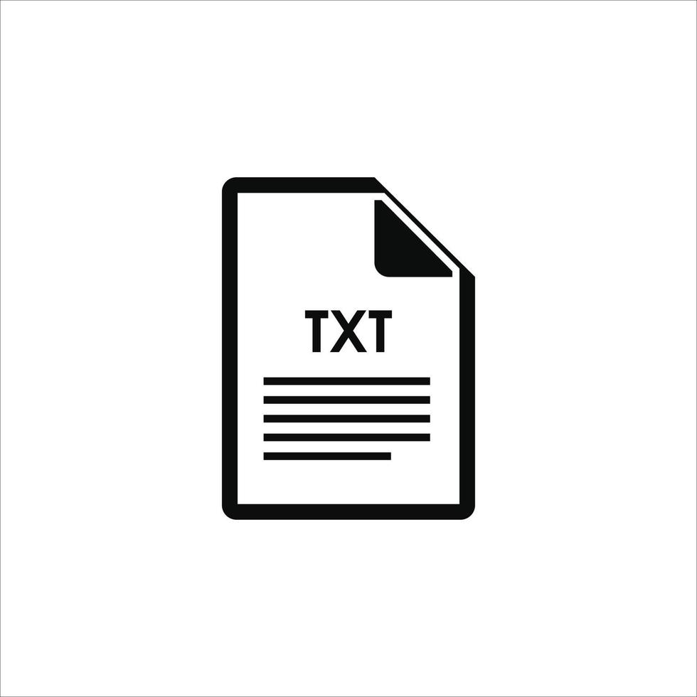 ícone txt, símbolo de sinal isolado de ícone de formato de texto em vetor