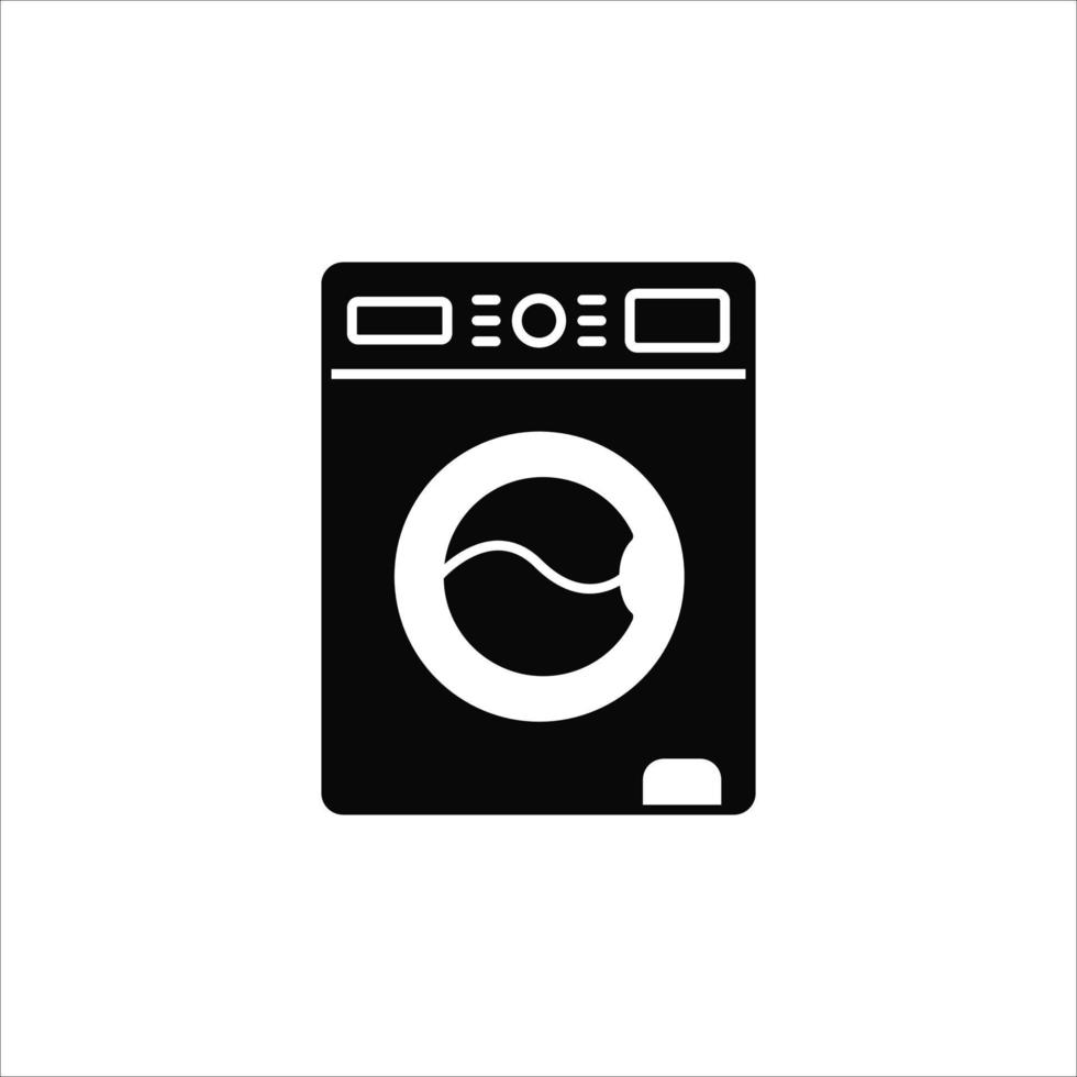 máquina de lavar roupa glifo ícone isolado símbolo de sinal em vetor. logotipo vetor
