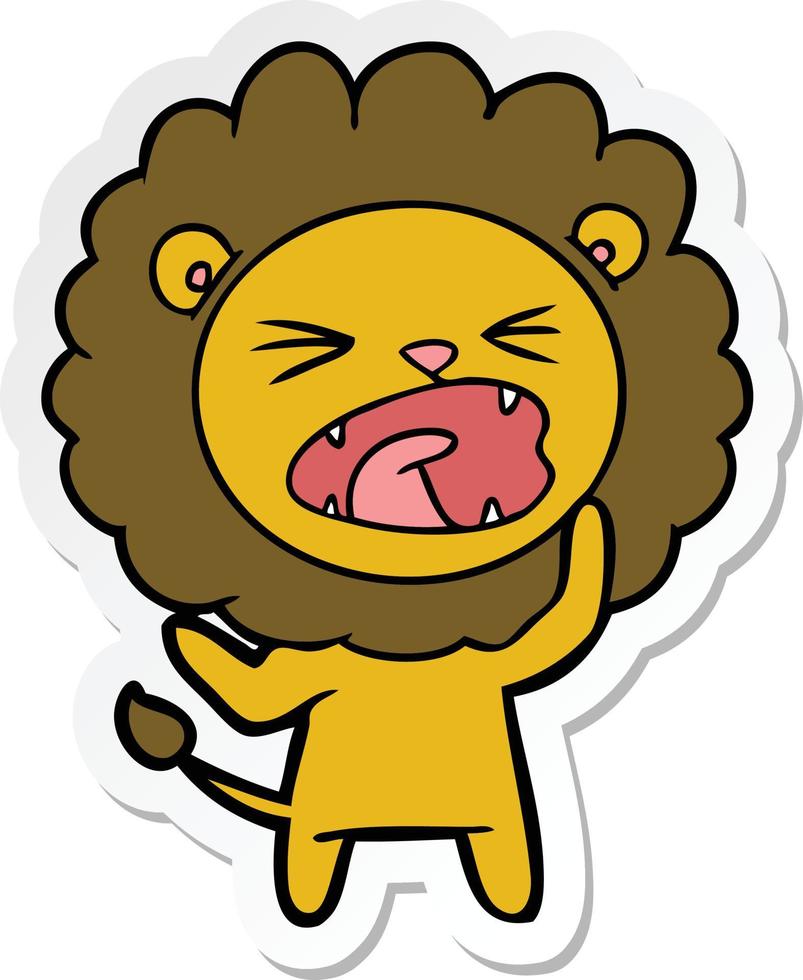 adesivo de um leão bravo de desenho animado vetor