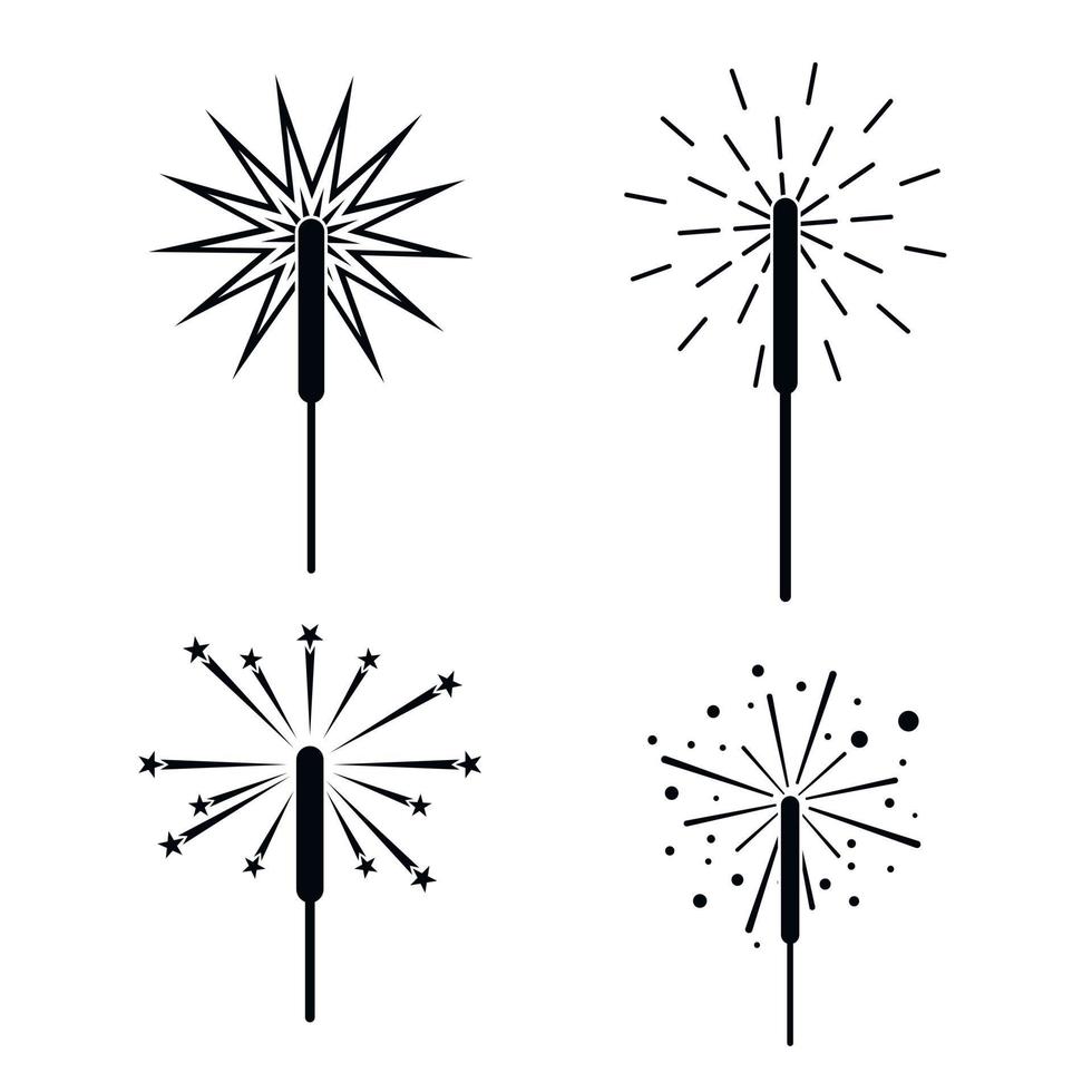 conjunto de ícones de fogueira de fogos de artifício de diamante, estilo simples vetor
