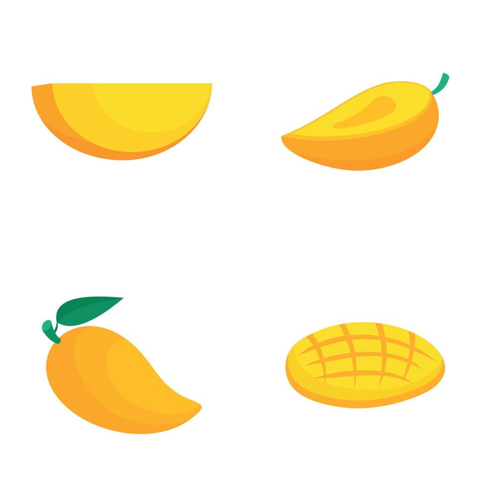 conjunto de ícones amarelos de frutas manga, estilo simples vetor