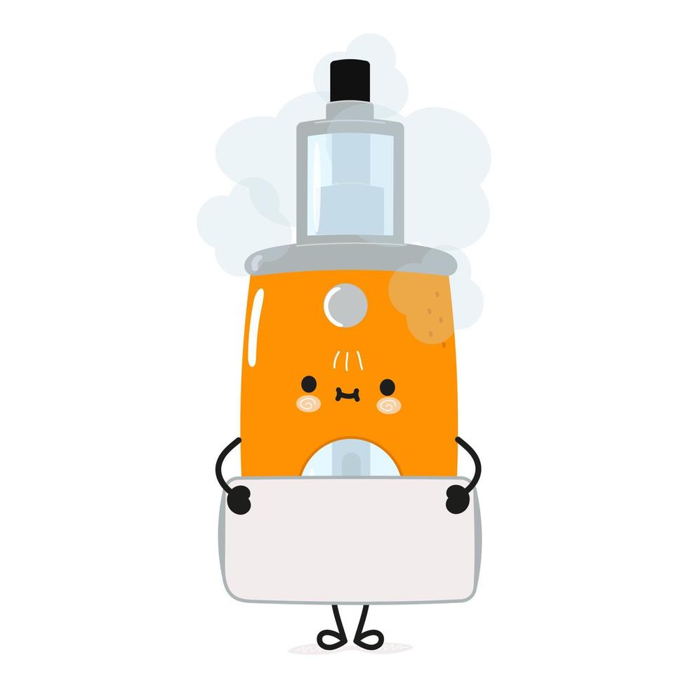 personagem de cartaz vape engraçado bonito. ilustração de personagem de desenho animado kawaii de mão desenhada. fundo branco isolado. cartaz de vaporizador vetor