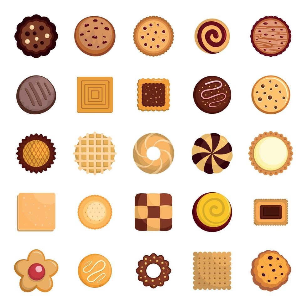 conjunto de ícones de biscoito de biscoitos, estilo simples vetor
