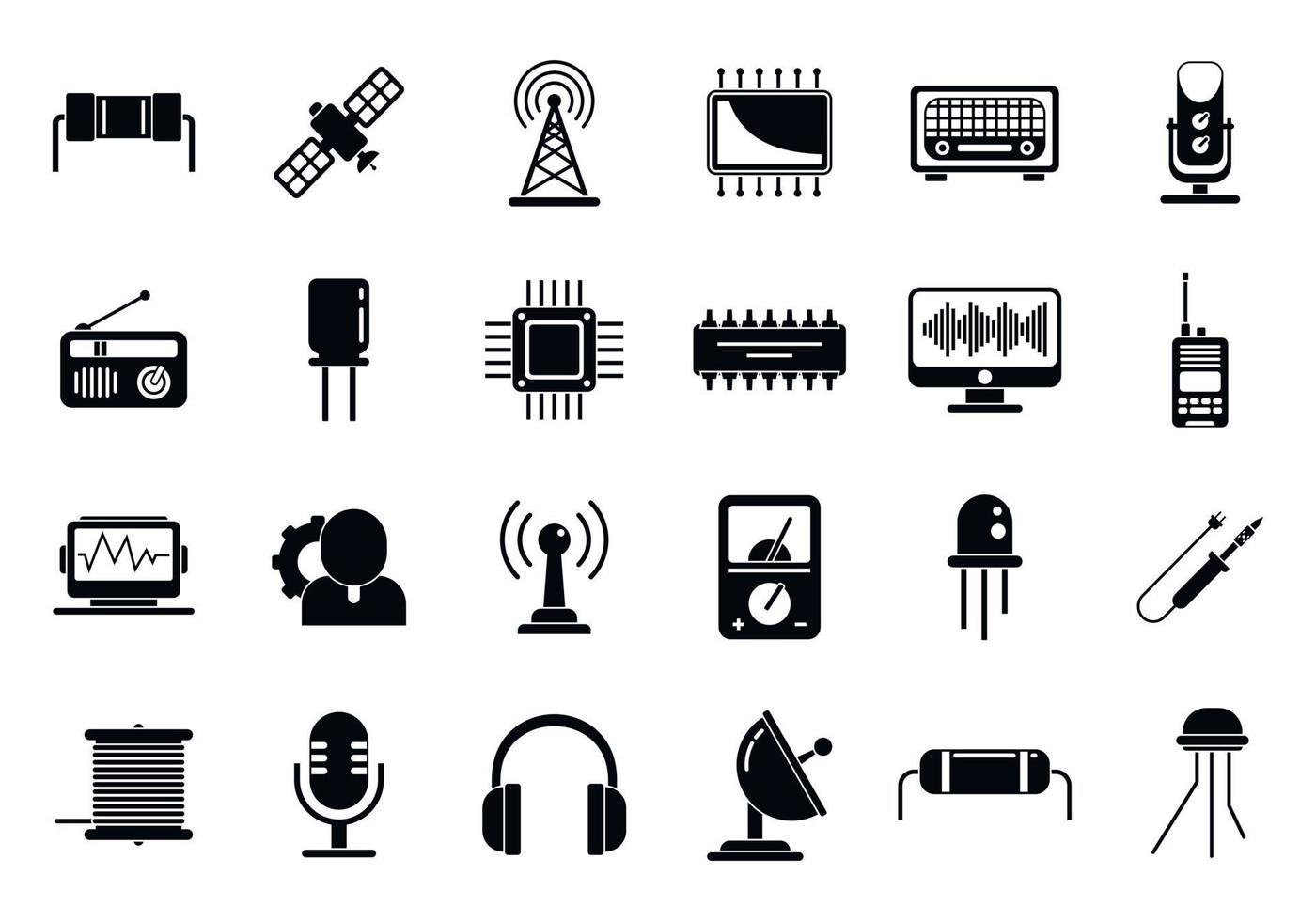 conjunto de ícones de engenheiro de rádio, estilo simples vetor