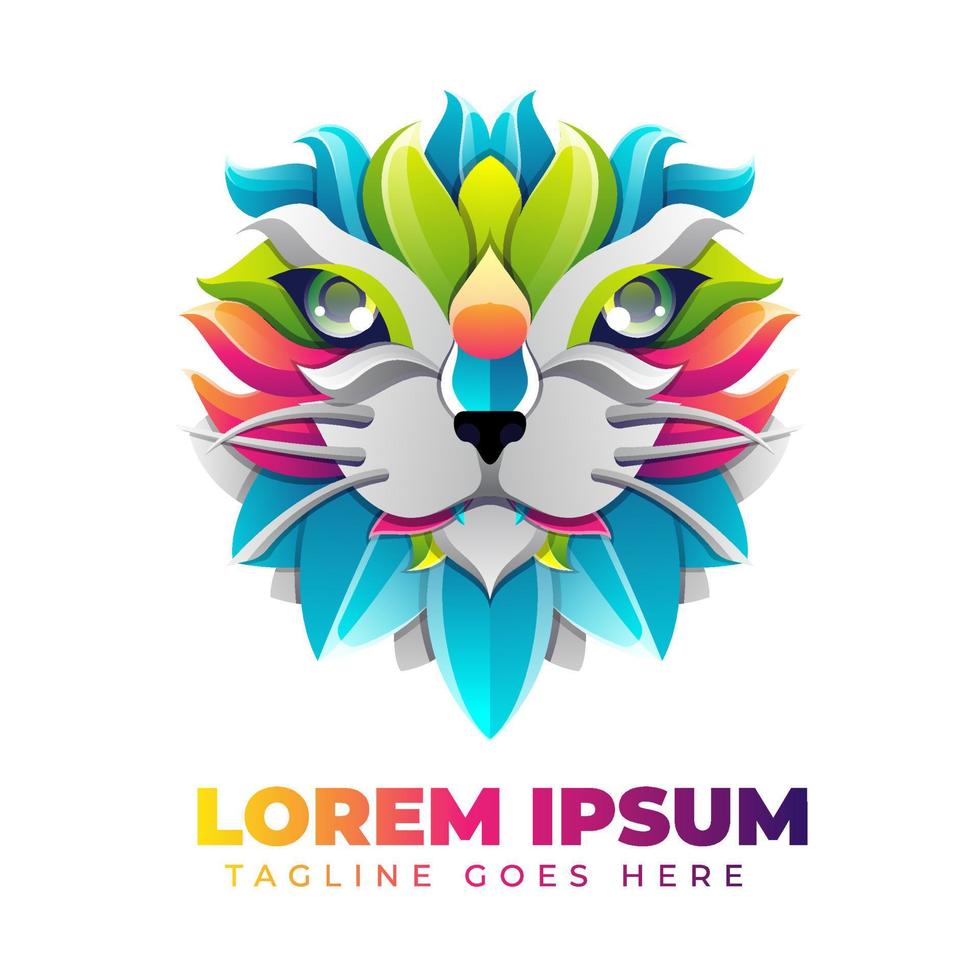 logotipo gradiente de gato colorido vetor
