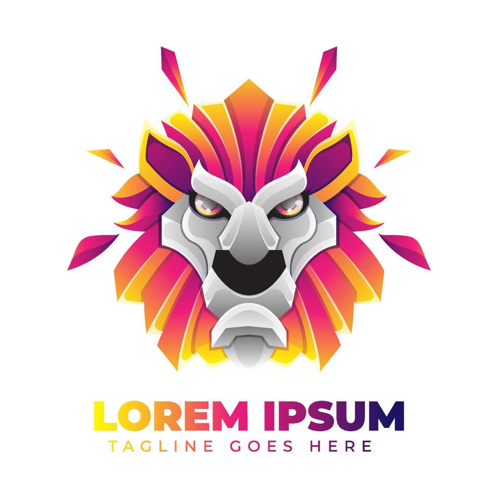 modelo de logotipo gradiente de leão vetor