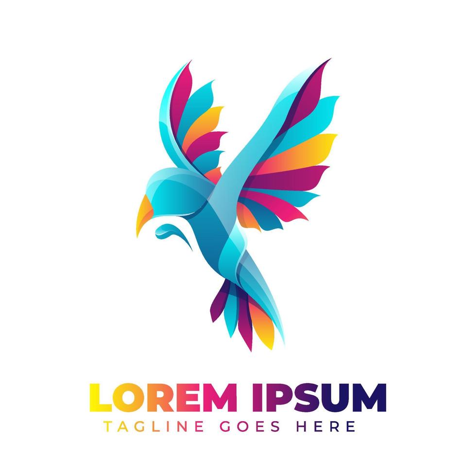 modelo de logotipo gradiente de pássaro colorido vetor