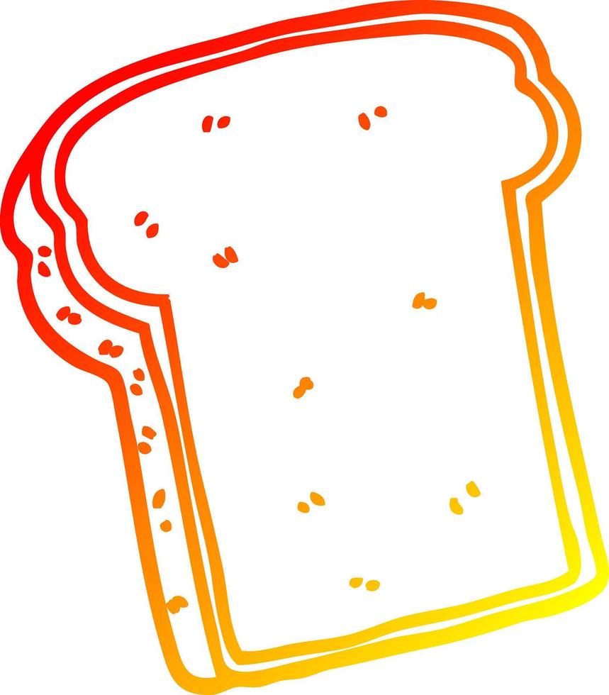 desenho de linha de gradiente quente desenho de fatia de pão vetor