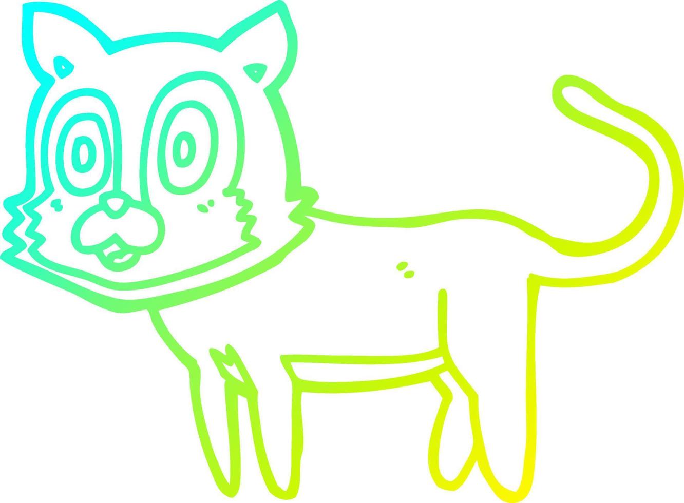 linha de gradiente frio desenhando gato de desenho animado feliz vetor