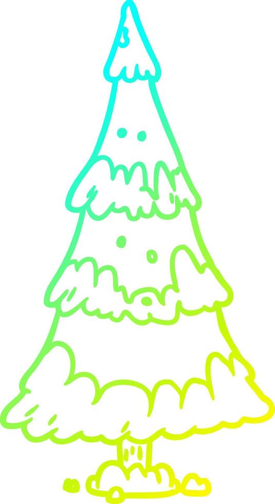 linha de gradiente frio desenhando árvore de natal de neve vetor
