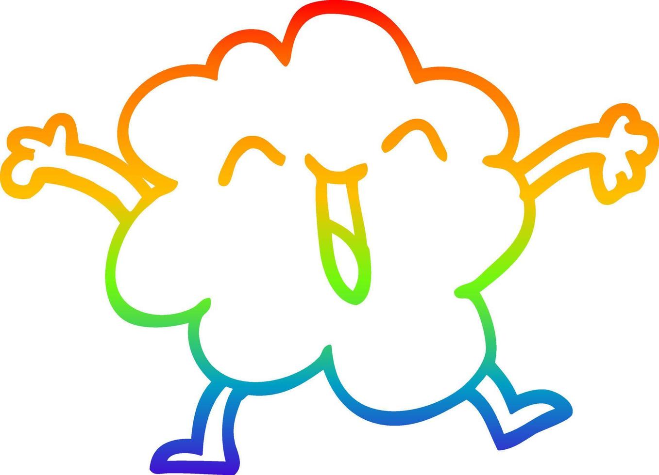 desenho de linha gradiente arco-íris desenho animado nuvem meteorológica expressiva vetor