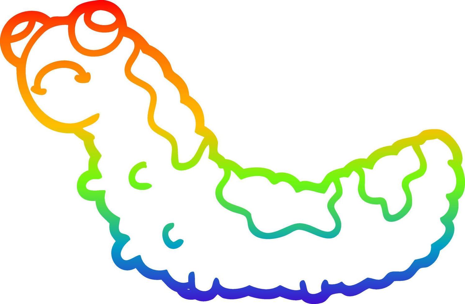 desenho de linha de gradiente de arco-íris desenho de lagarta infeliz vetor