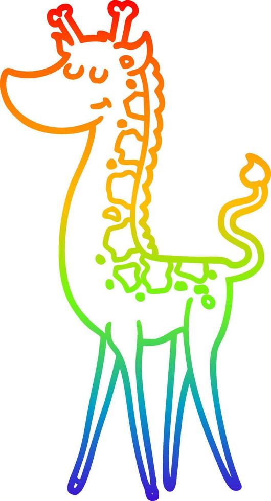 desenho de linha de gradiente de arco-íris girafa de desenho animado vetor