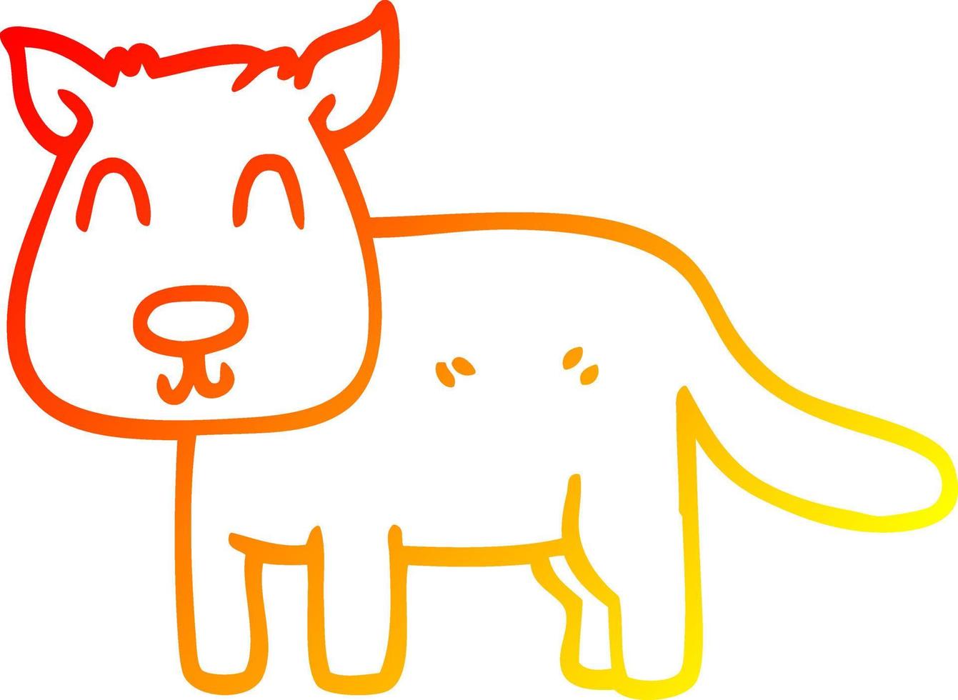 desenho de linha de gradiente quente desenho animado cão calmo vetor