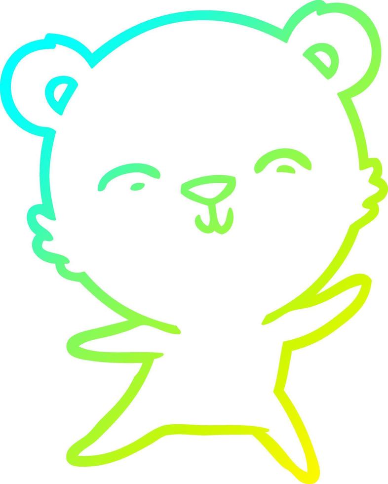 desenho de linha de gradiente frio desenho feliz urso polar dançando vetor