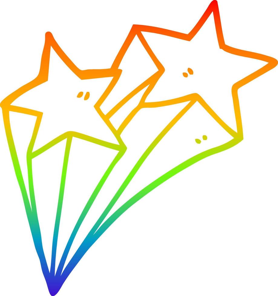 estrelas de desenho de desenho de linha de gradiente de arco-íris vetor