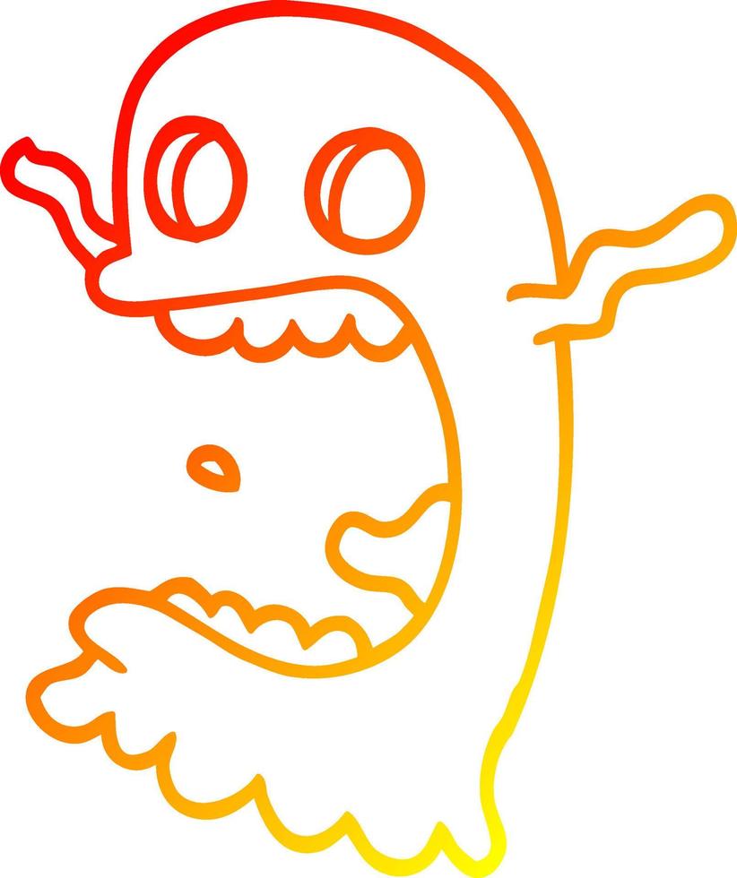 desenho de linha de gradiente quente desenho animado fantasma assustador vetor