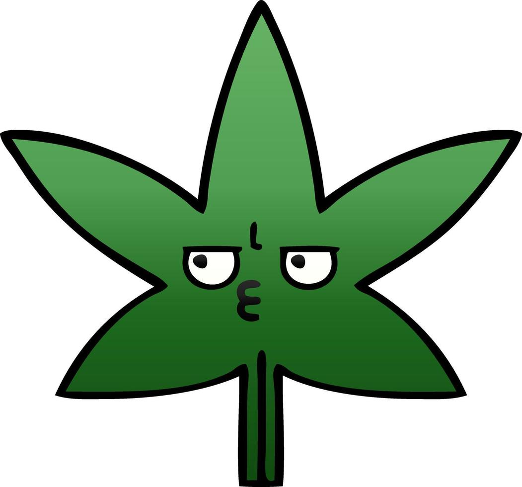 folha de maconha de desenho animado sombreado gradiente vetor