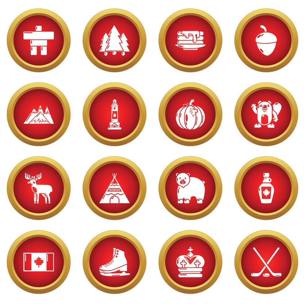 conjunto de ícones de viagens do Canadá, estilo simples vetor