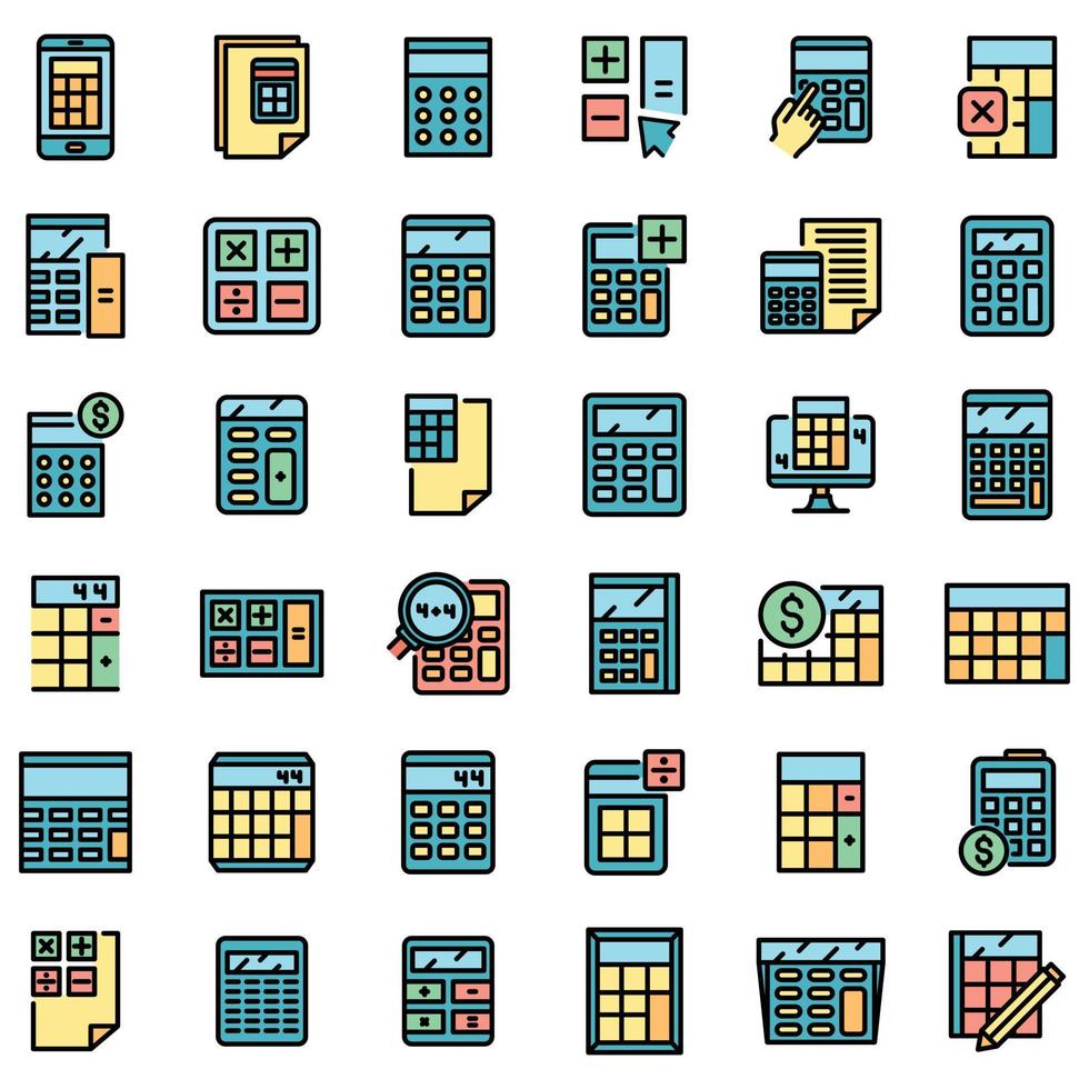 ícones de calculadora definir vetor plano