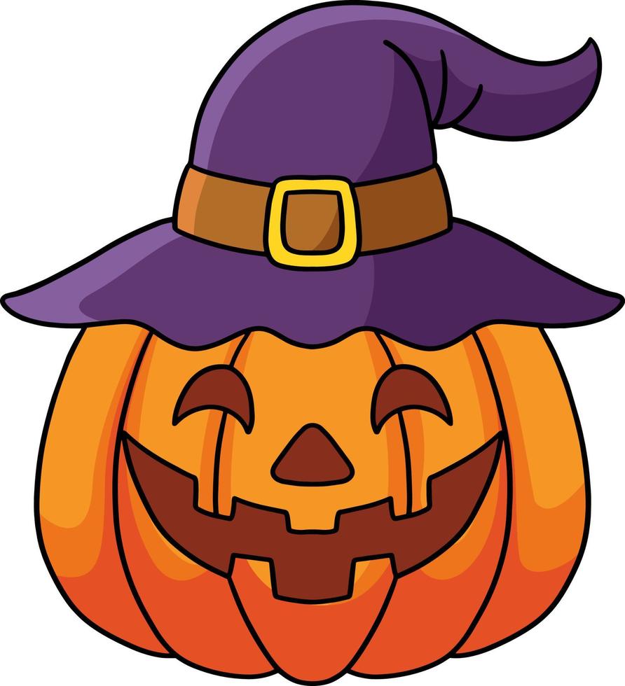 abóbora bruxa halloween cartoon clipart colorido vetor