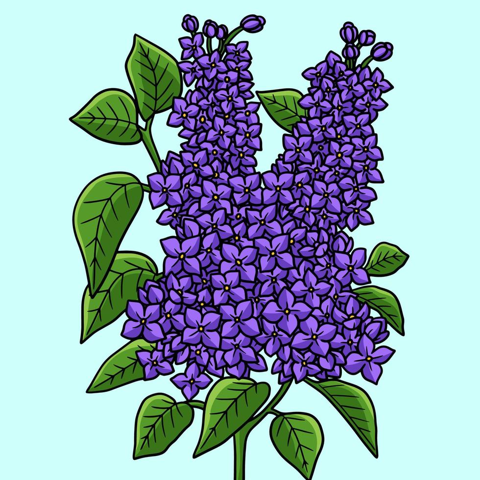ilustração de desenho animado colorida flor lilás vetor