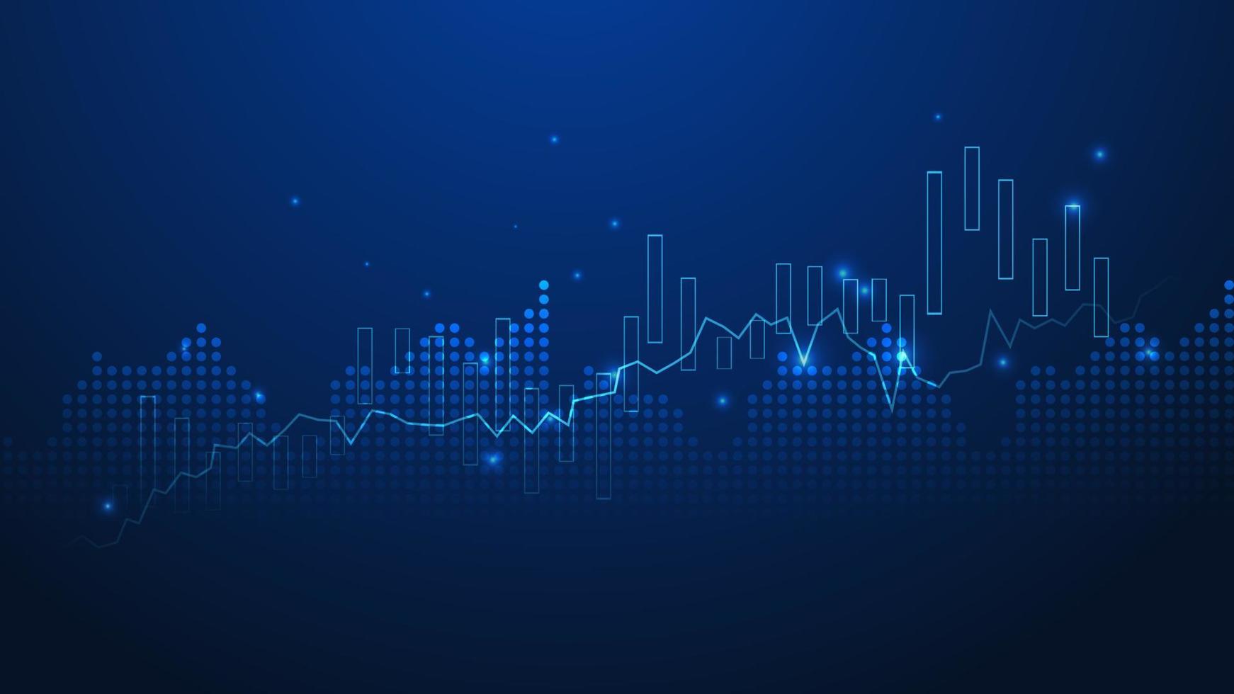 gráfico de gráfico de vara de vela de negócios de negociação de investimento do mercado de ações sobre fundo azul. ponto de alta, tendência de alta do gráfico. desenho vetorial de economia vetor