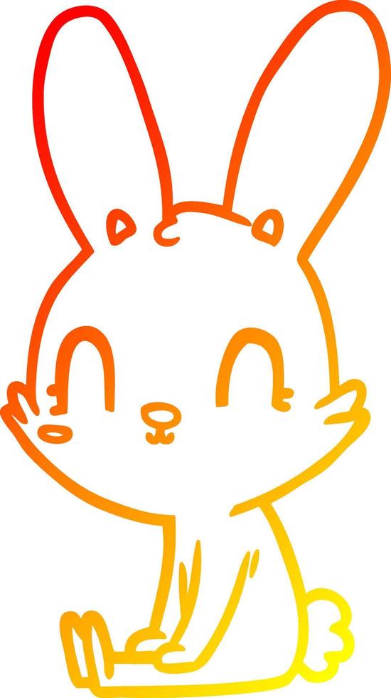 linha de gradiente quente desenhando coelho de desenho animado fofo sentado vetor