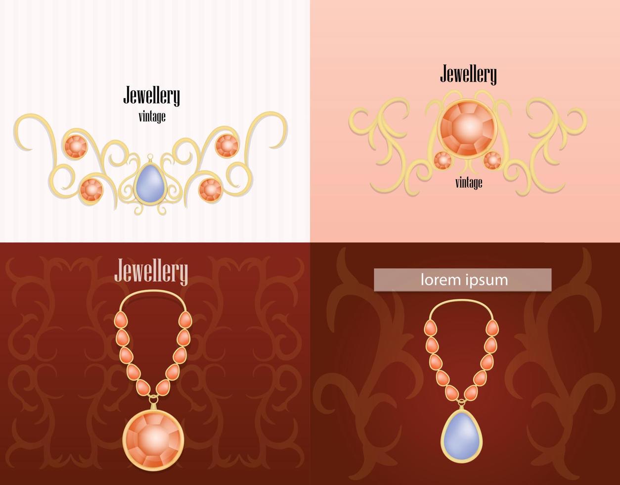 conjunto de conceito de banner de joias, estilo realista vetor