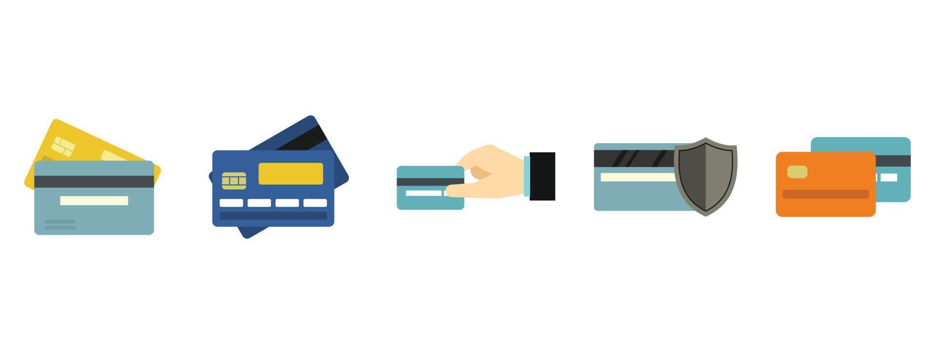 conjunto de ícones de cartão de crédito, estilo simples vetor