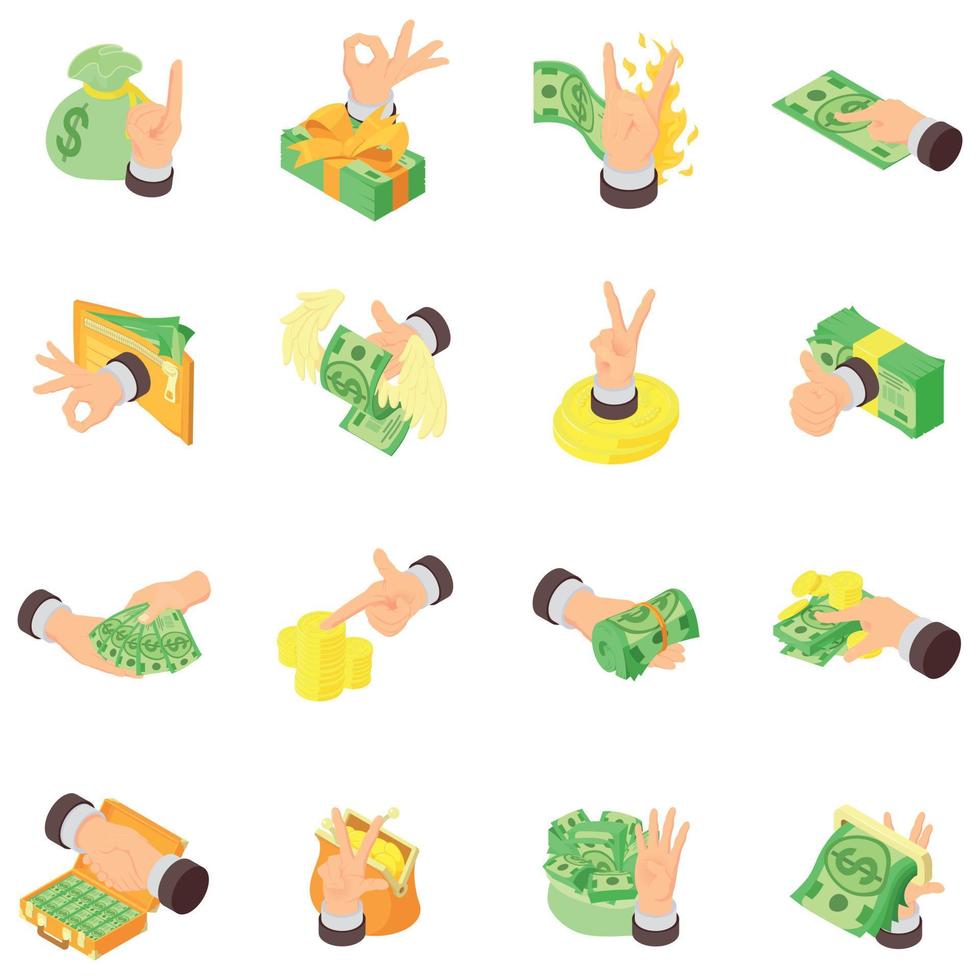 conjunto de ícones de nexo de dinheiro, estilo isométrico vetor