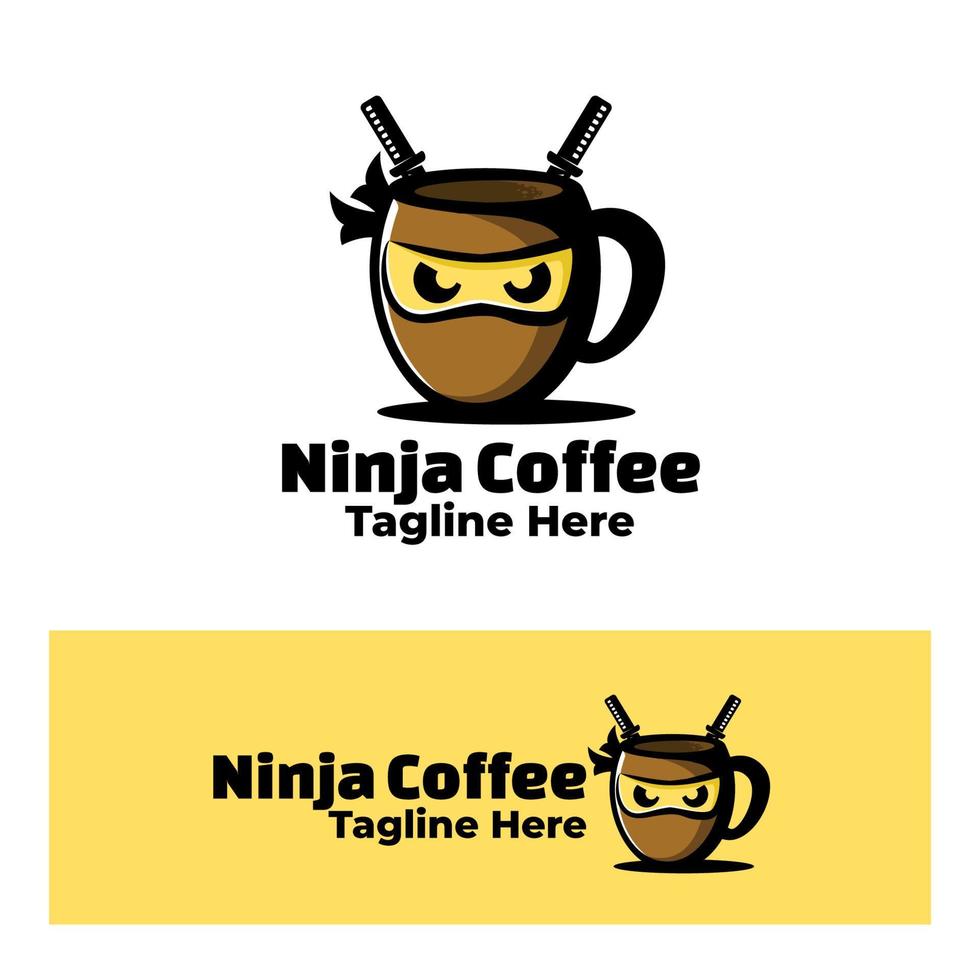 ilustração de arte de café ninja fofo vetor