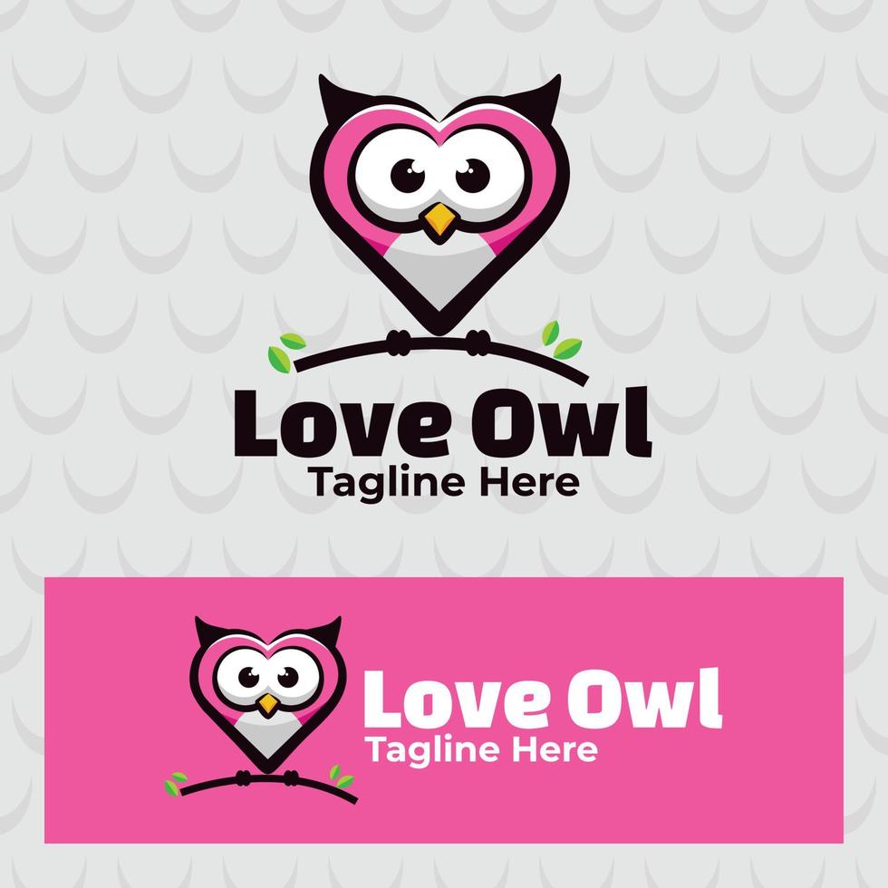 ilustração de logotipo de coruja de amor fofo vetor