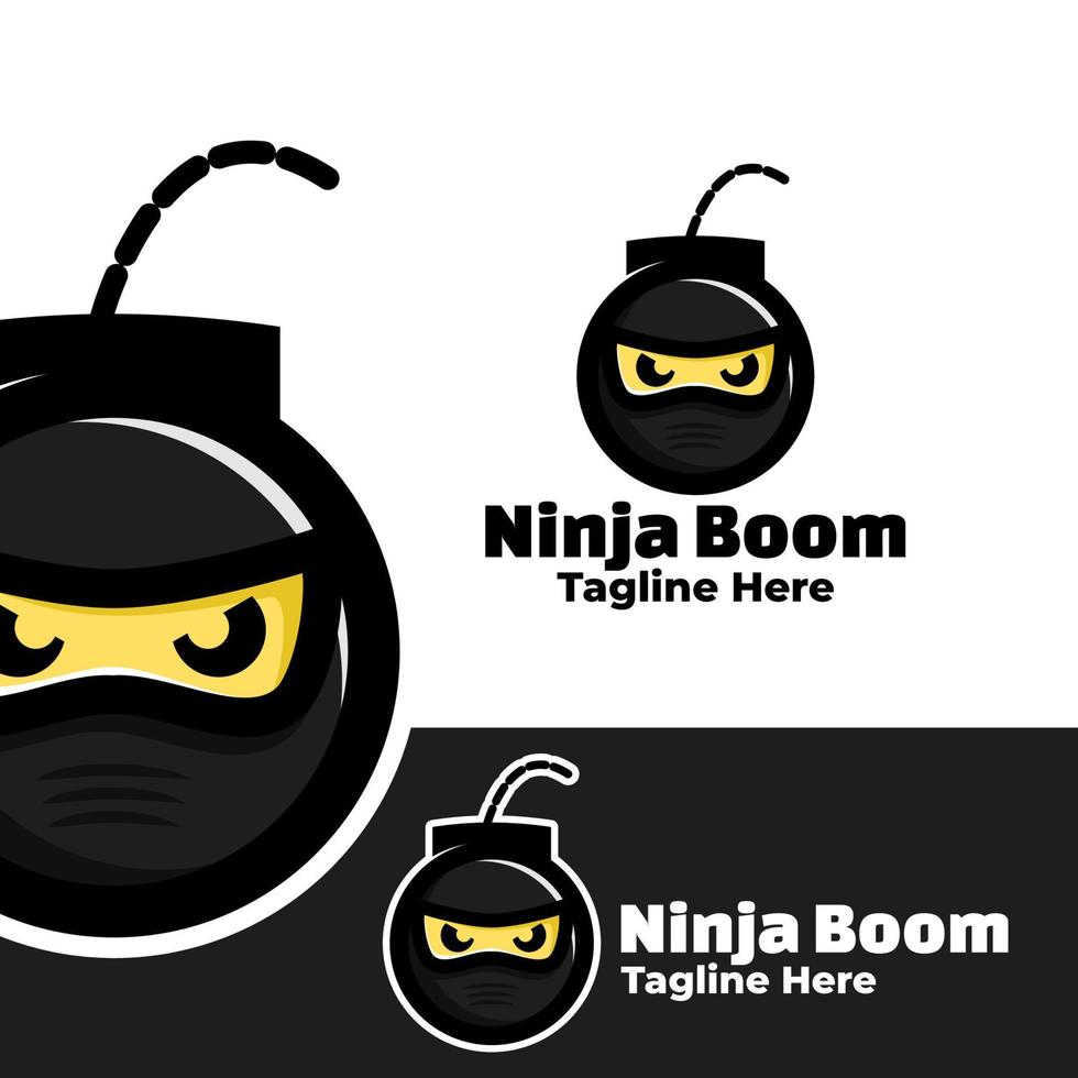 ilustração de arte de boom ninja de logotipo vetor