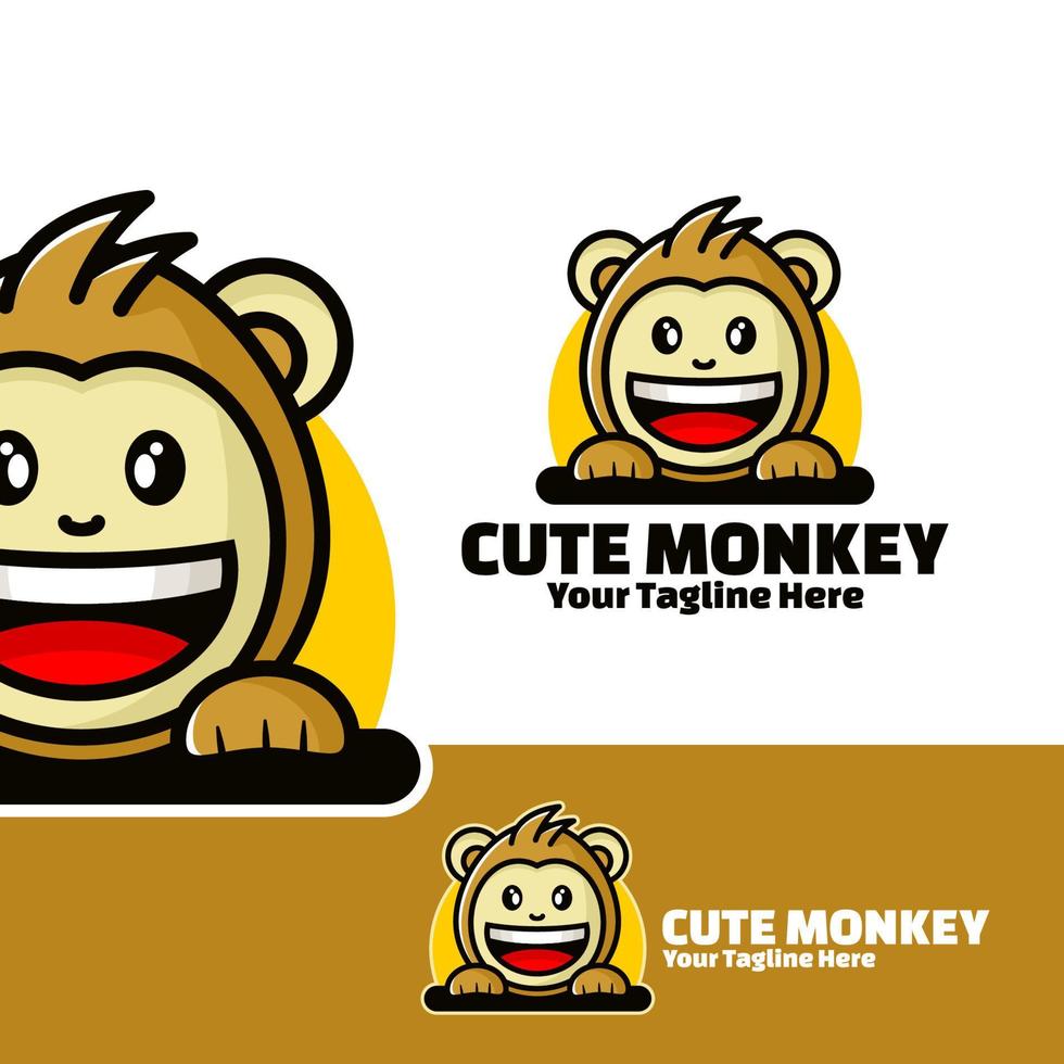 ilustração de arte de macaco de logotipo fofo vetor