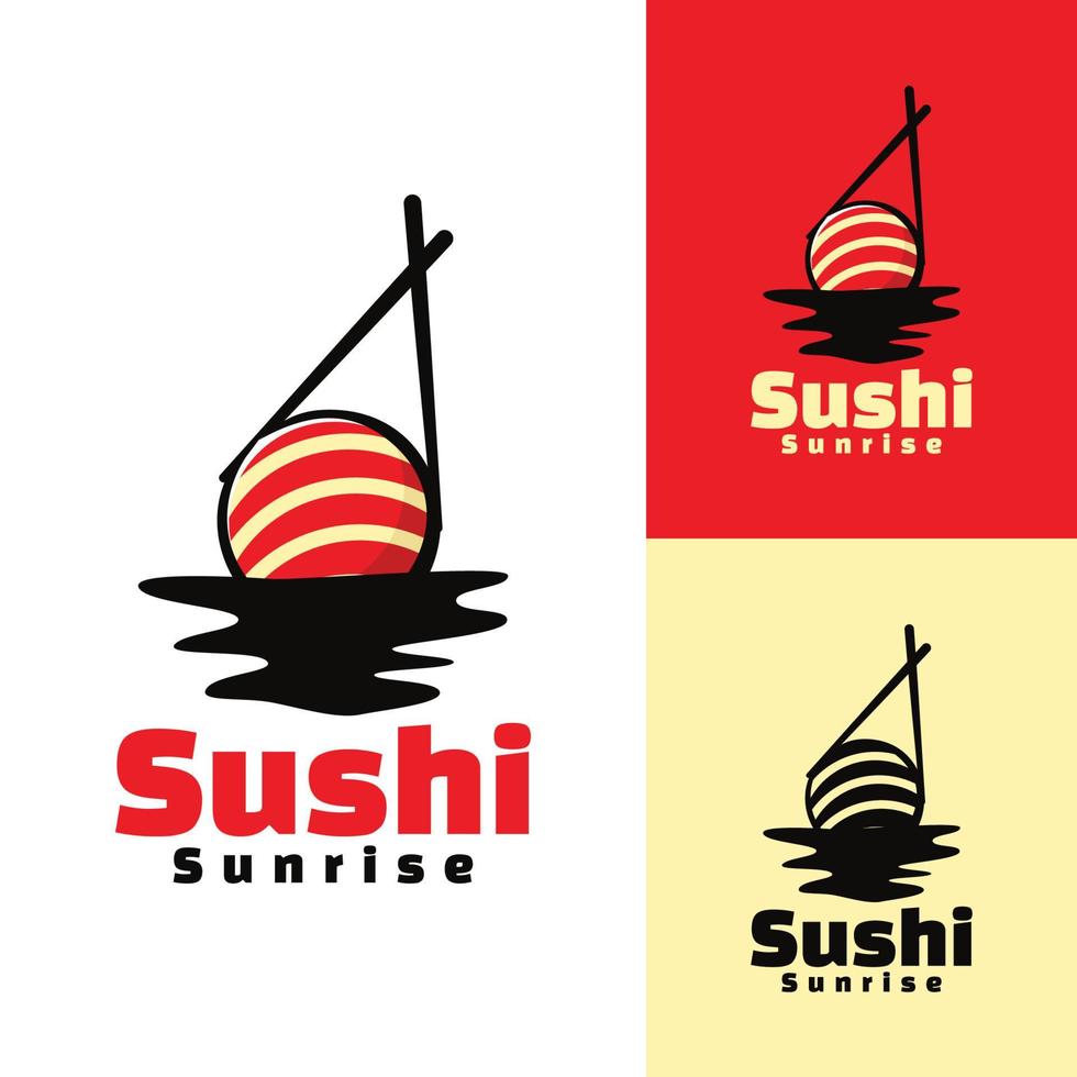 ilustração de logotipo de arte do nascer do sol de sushi vetor