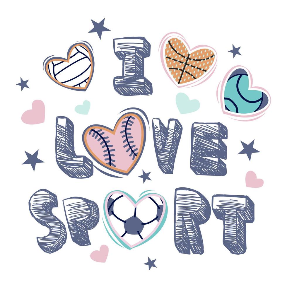 jogo de bola com ícone de 'amor esportivo' de corações vetor