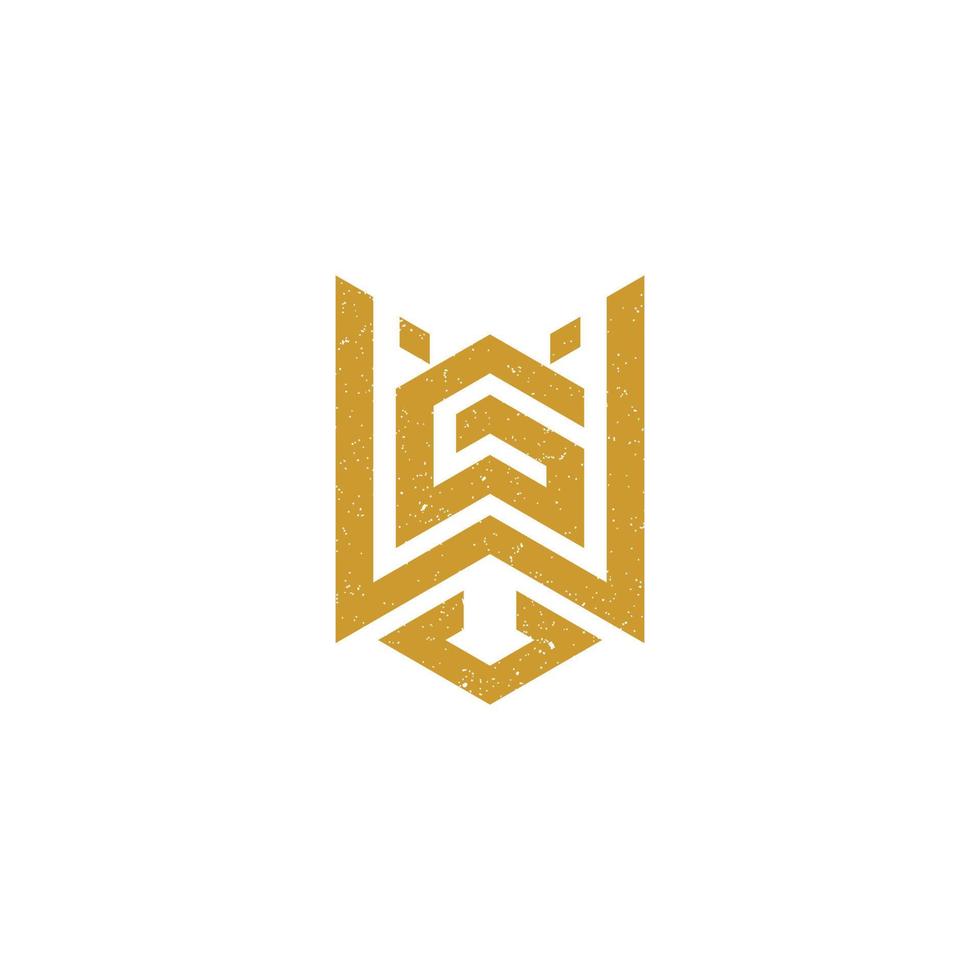 logotipo de letra inicial abstrata wg na cor dourada isolado em fundo branco aplicado para logotipo de imóveis e hipotecas também adequado para as marcas ou empresas que possuem nome inicial gw vetor