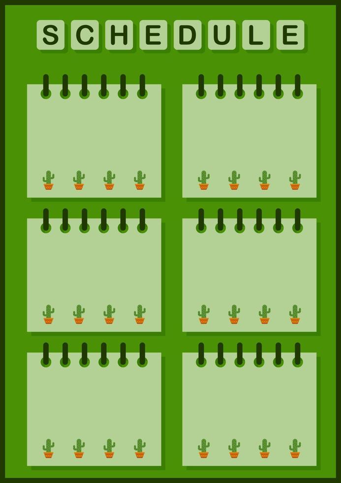 planejador diário e semanal com cacto vetor