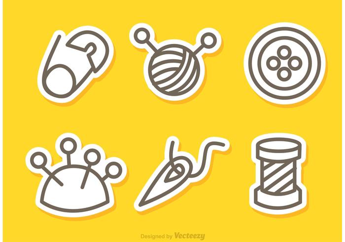 Sewing e Needlework Outline Icons Vetores
