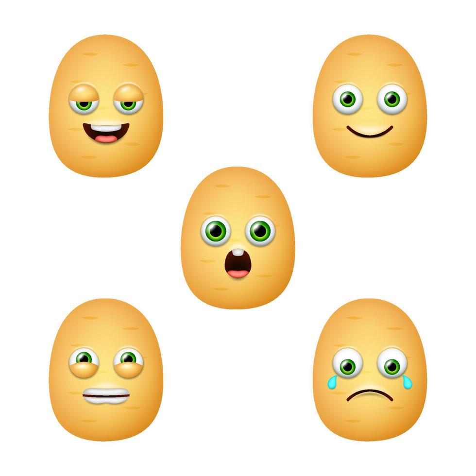 emoticon de batata fofa. conjunto de vetores isolados