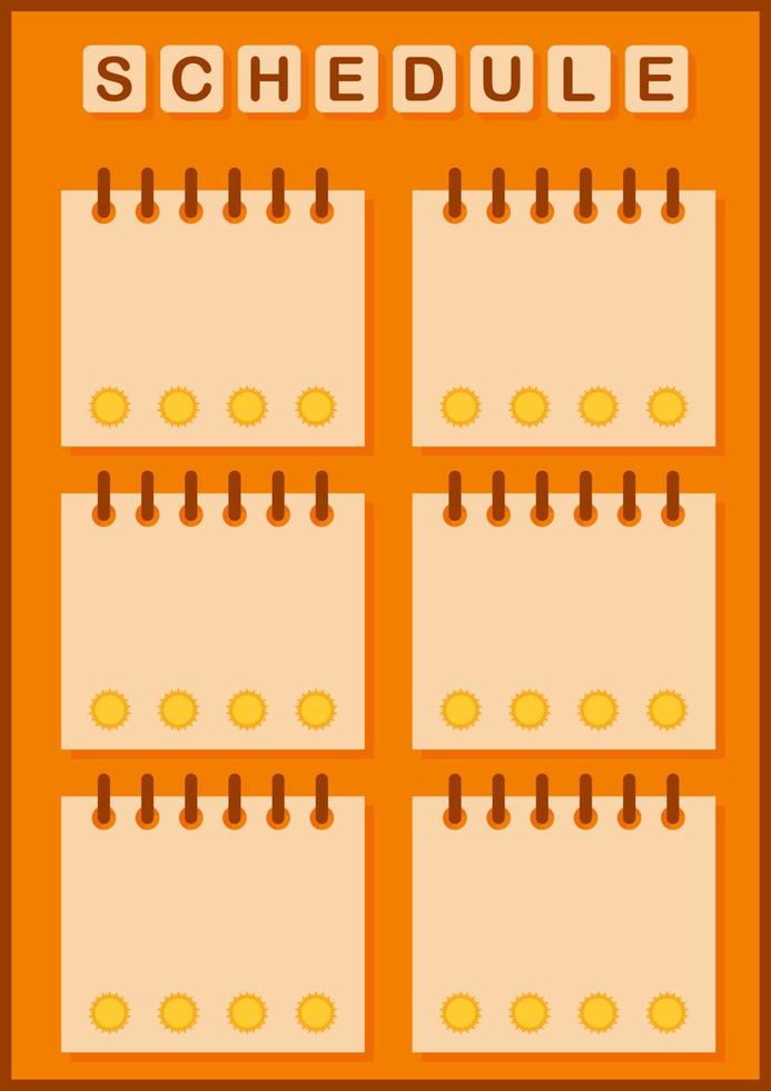 planejador diário e semanal com sol vetor