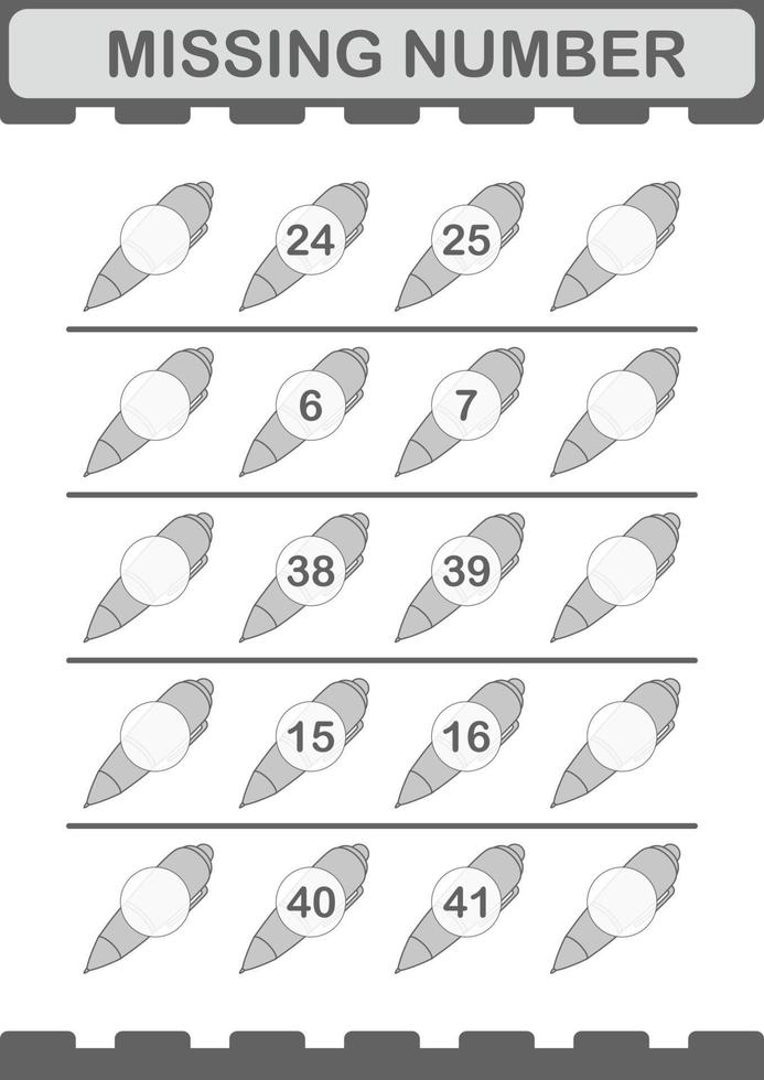 número ausente com caneta. planilha para crianças vetor