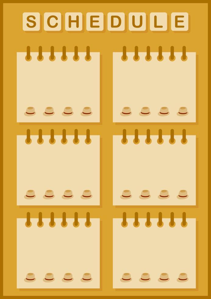 planejador diário e semanal com chapéu fedora vetor