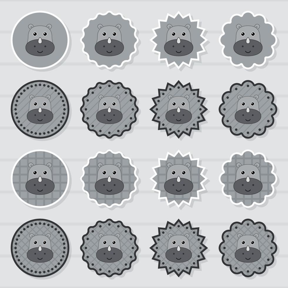 nota adesivo conjunto com rinoceronte vetor