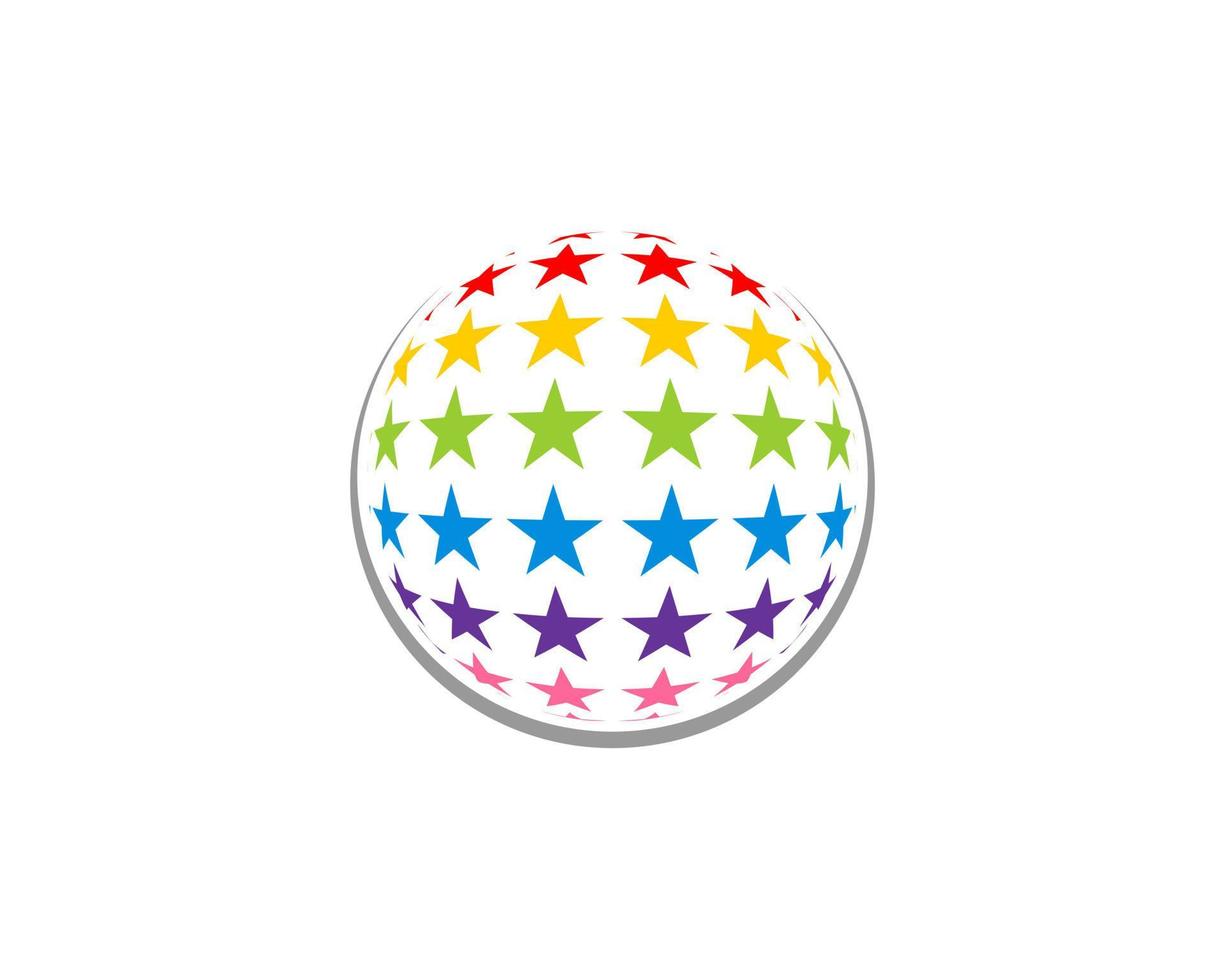 estrelas com colorido no logotipo de efeito olho de peixe vetor